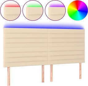 vidaXL krémszínű szövet LED-es fejtámla 200x5x118/128 cm