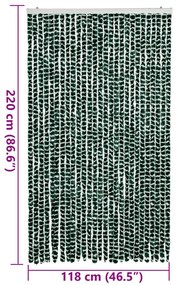 zöld és fehér zsenília rovarfüggöny 118x220 cm