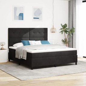 Boxspring Ágy Matrac Kárpit Fekete Szuper Király Bársonyos