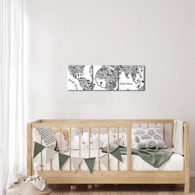 Kép - Piktogramok térképe (órával) (90x30 cm)
