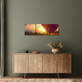 A szív alakú fa képe (órával) (90x30 cm)