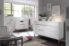 Cervo polcos-fiókos komód, matt fehér MDF, 97 cm