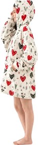 báránybunda hatású kapucnis, ujjas pléd WINTER HEARTS, színes kivitel