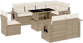 vidaXL 9 részes bézs polyrattan kerti ülőgarnitúra párnákkal
