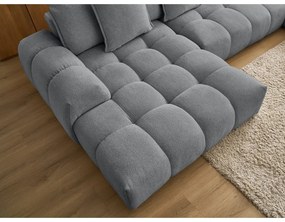 Sötétszürke zsenília kinyitható-tárolóhelyes sarokkanapé (jobb oldali-U alakú) Everest – Bobochic Paris