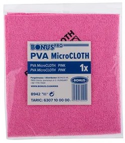 Törlőkendő, mikroszálas, univerzális, 40x34 cm, BONUS PVA MicroCLOTH, pink (KHT1291)