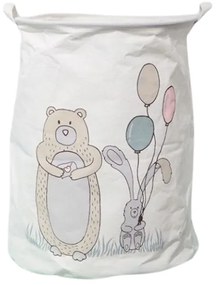 Játék és szennyes kosár BEAR mintával 35x45 cm, fehér