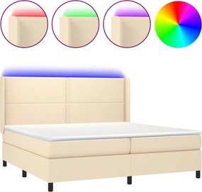 vidaXL krémszínű szövet rugós és LED-es ágy matraccal 200 x 200 cm