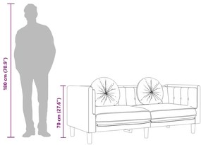 krémszínű bársony 3 személyes kanapé párnákkal