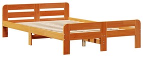 barna tömör fenyőfa könyvespolcos ágy matrac nélkül 135 x 190cm