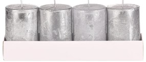 Adventi gyertya készlet ezüst, 4 db, paraffin, 8, 8 cm