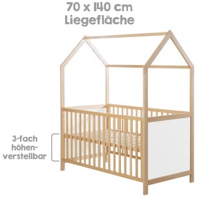 Fehér-natúr színű babaágy 70x140 cm – Roba