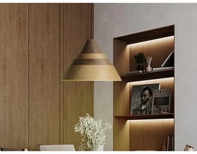 Tömörfa függőlámpa kábellel 1xE27/60W/230V, Ø 33 cm, tölgy / dió / kaucsukfa