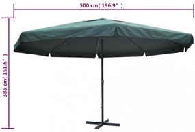 zöld alumínium napernyő 500 cm