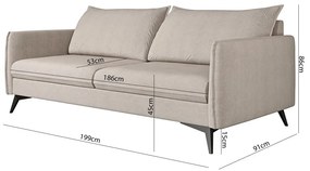 Bézs kanapé 199 cm Juli Bis – Ropez