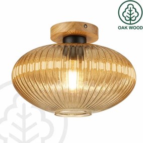 Mennyezeti lámpa MILOU WOOD 1xE27/15W/230V tölgy/füstbézs átm. 29 cm