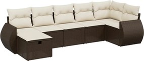 vidaXL 7 részes barna polyrattan kerti ülőgarnitúra párnákkal