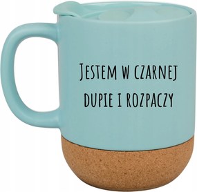 Kék Bögre Fedéllel Ajándék Fekete D****