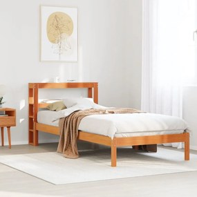 viaszbarna tömör fenyőfa ágykeret fejtámlával 75 x 190 cm