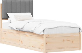 vidaXL Ágykeret Kárpitozott Fejtámlával Világosszürke 80 x 200 cm