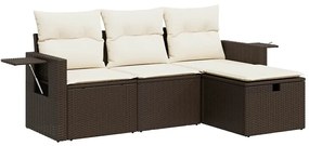 vidaXL 4 részes barna polyrattan kerti ülőgarnitúra párnákkal