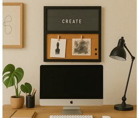 HOME OFFICE parafatábla betűkkel, 40x40 cm, fekete