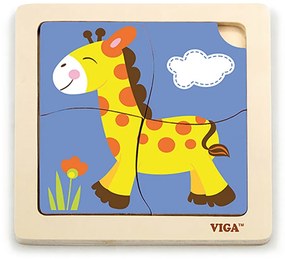 Fa képes kirakó puzzle Viga 4 db Zsiráf