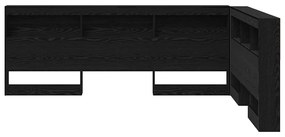 Tároló fejtámla polcokkal tárolóval Musta tammi 140 cm Faanyag