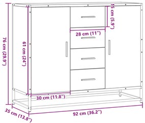 fekete szerelt fa tálalószekrény 92 x 35 x 76 cm