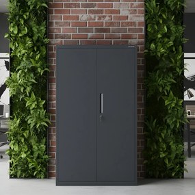 MEGAN moduláris többfunkciós fém szekrény lábazaton, antracit, 1600 x 900 x 400 mm