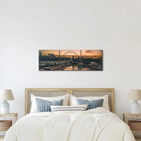 Kép - kikötő város (órával) (90x30 cm)