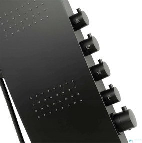 Termosztátos zuhanypanel EYN SP1058 vízeséskifolyóval és masszázsfúvókákkal, többféle színben — Fekete