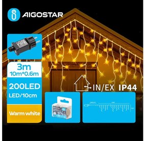 Aigostar B.V. Aigostar - LED Karácsonyi kültéri lánc 200xLED/8 funkció 13x0,6m IP44 meleg fehér AI1409