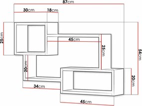 Fali polc 87x18x54cm barna FUR1961-2