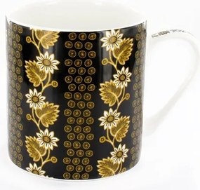 Porcelán Bögre a Churchill márkától Noir Anchor Virágok fekete-arany