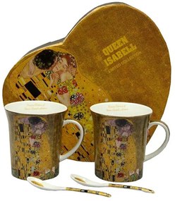 Klimt porcelán bögre szett kanállal 2 személyes szív dobozos 300 ml