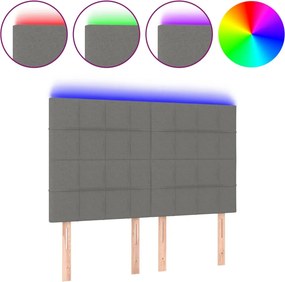 vidaXL sötétszürke szövet LED-es fejtámla 144x5x118/128 cm