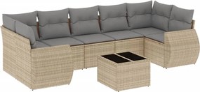 vidaXL 8 részes bézs polyrattan kerti ülőgarnitúra párnával