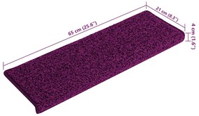 15 db rózsaszín lépcsőszőnyeg, téglalap alakú széllel, 65 x 21 x 4 cm