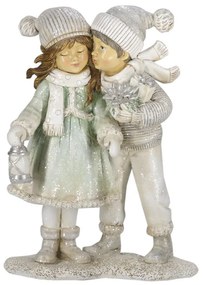 Kislány-kisfiú pár karácsonyi dekorfigura 13x7x18cm