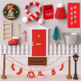 Karácsonyi Dekoráció Készlet miniatűr manó ajtó dekoráció 35 db-os