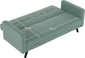 Kinyitható kanapé, zöld-mentol szövet, OTISA