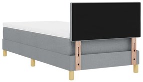 Boxspring ágy matraccal, világosszürke, 90x200 cm, szövet
