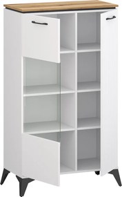 Alacsony vitrin, fehér/evoke tölgy, VELIS 1D1W