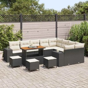 Kerti Kanapé Szett 13 pcs Fekete és Krém 110 x 55 x 71 cm