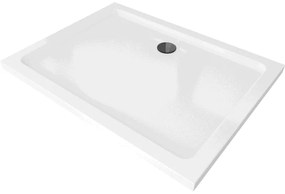 Mexen SLIM - Négyszögletű zuhanytálca 130x80x5cm + fekete szifon, fehér, 40108013B