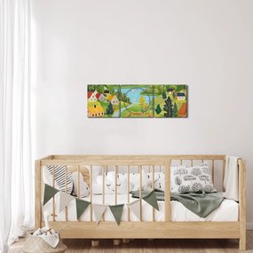 Kép - Falu a hegyekben (órával) (90x30 cm)