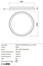 Redo 01-2670 - LED Dimmelhető mennyezeti lámpa ICONIC LED/50W/230V átm. 58 cm arany