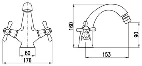 RAV Slezák MK143.0SM - Bidé csaptelep + leeresztő MORAVA RETRO 16 cm antik sárgaréz