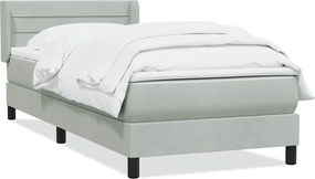 vidaXL világosszürke bársony rugós ágy matraccal 80x220 cm